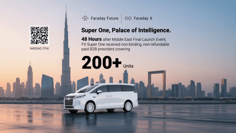 Faraday X Secures Over 200 FX Super One Preorders Within 48 Hours of Middle East Launch